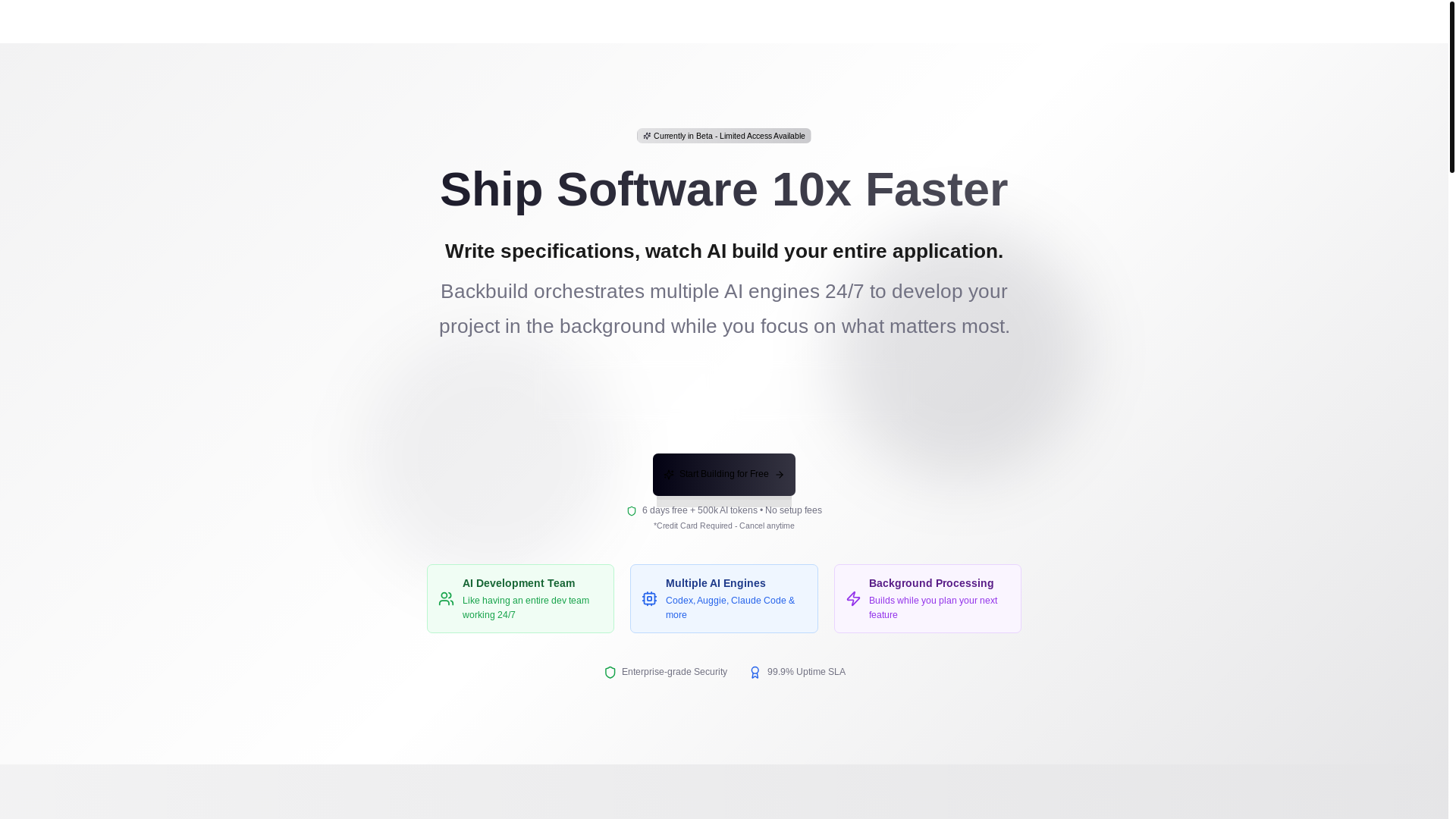 website screenshot of https://backbuild-ui-prod.pages.dev/