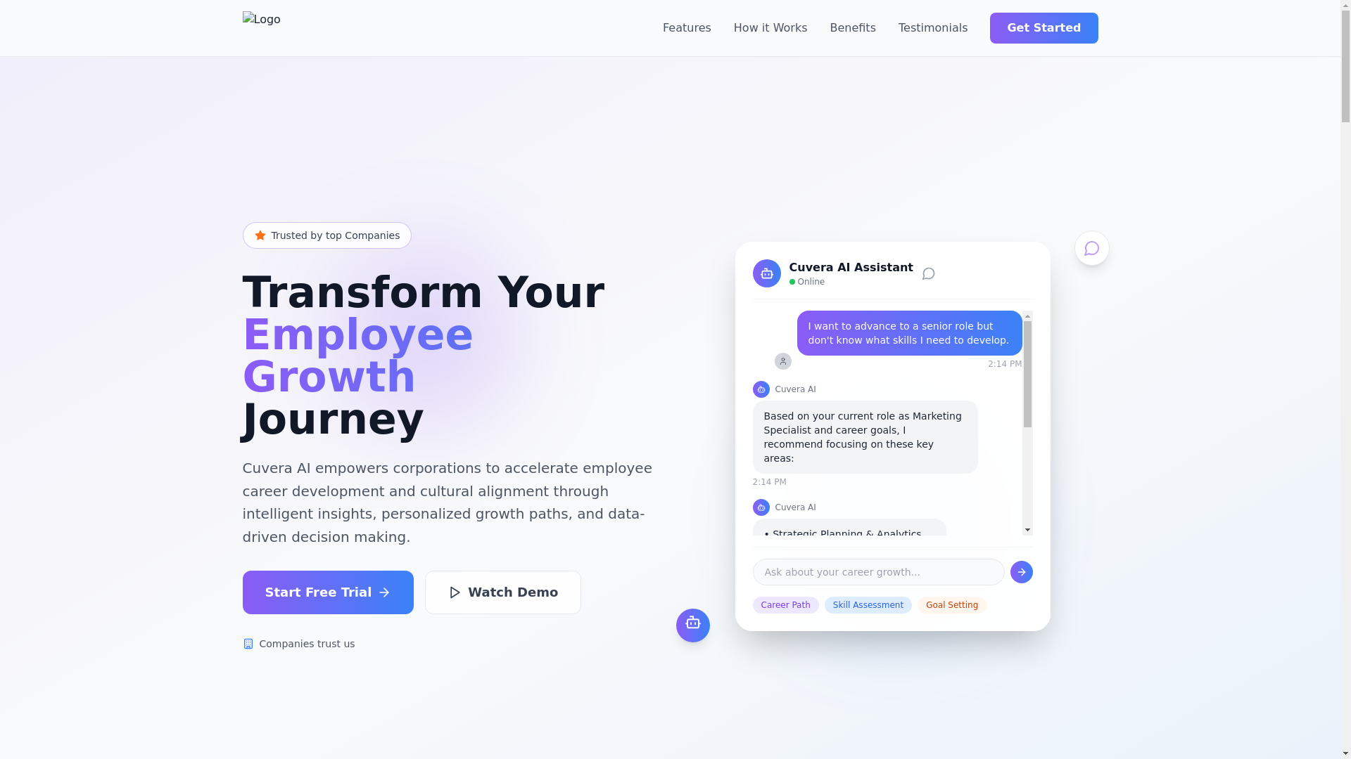 website screenshot of https://cuvera-website-demo.pages.dev/