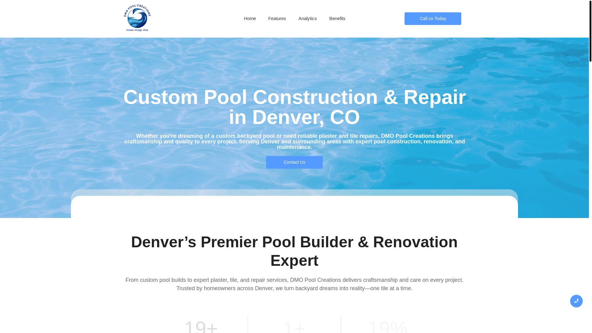 website screenshot of https://dmopoolcreations.com/