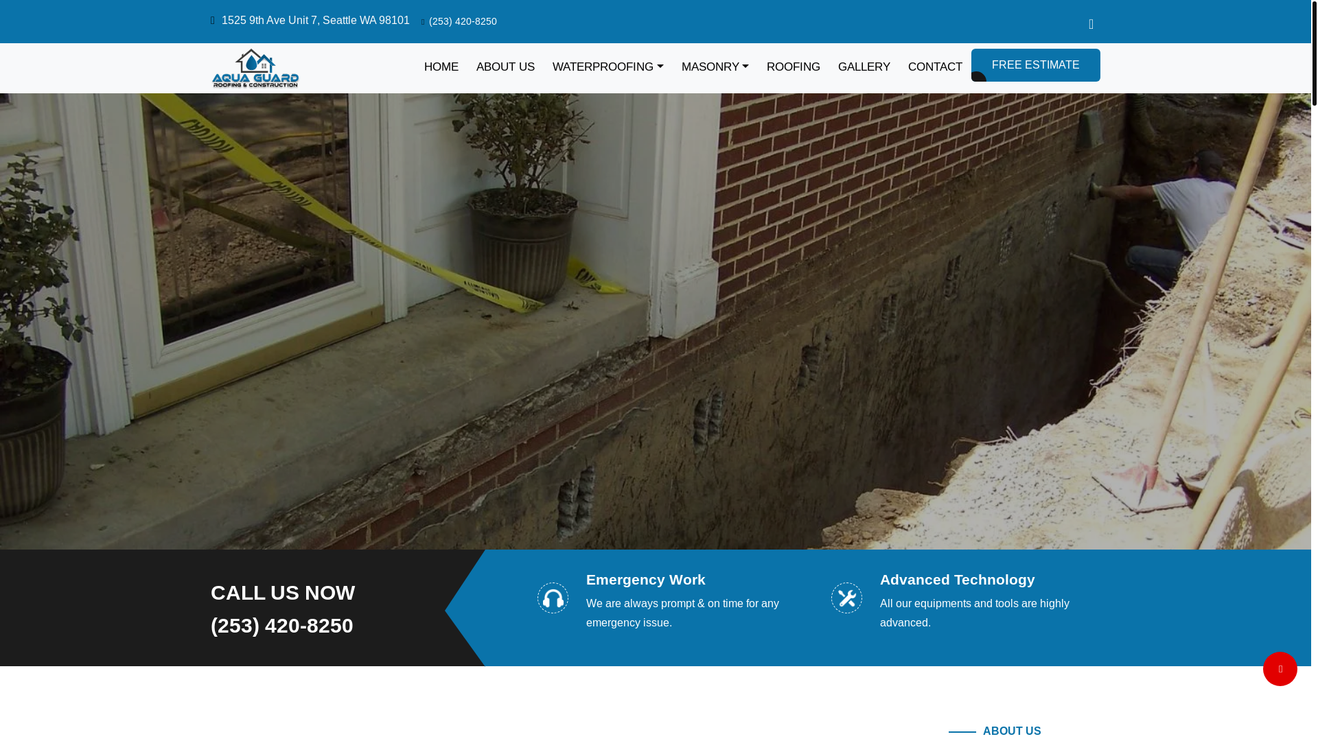 website screenshot of https://aquaguardroofingandconstruction.com/