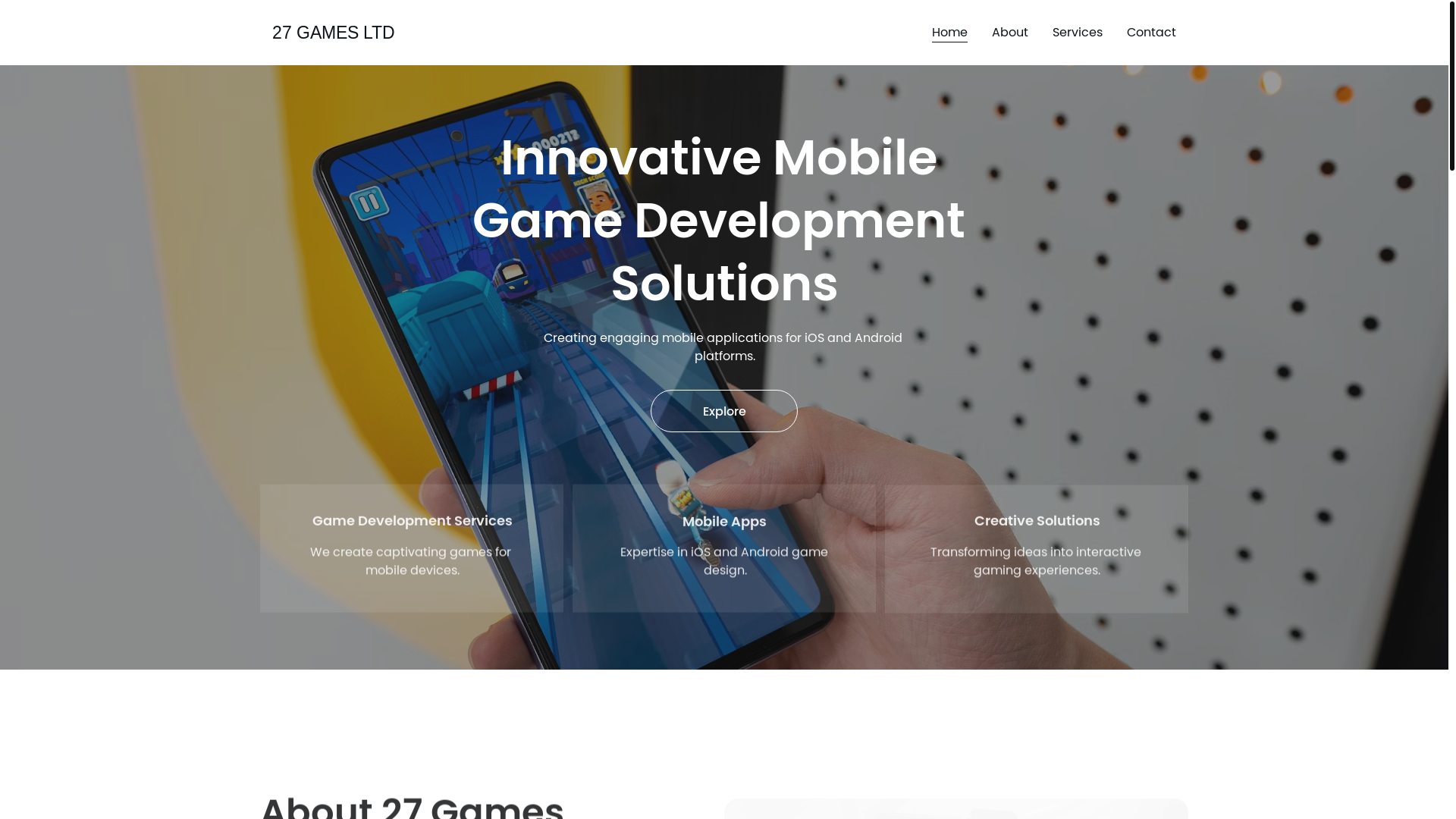 website screenshot of https://27gamesltd.space/