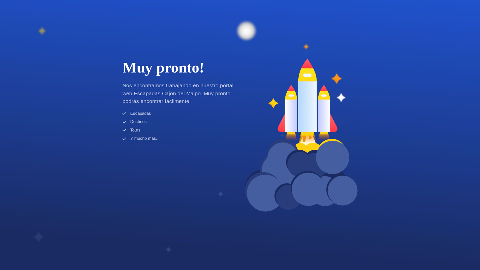 website screenshot of https://escapadascajondelmaipo.com/