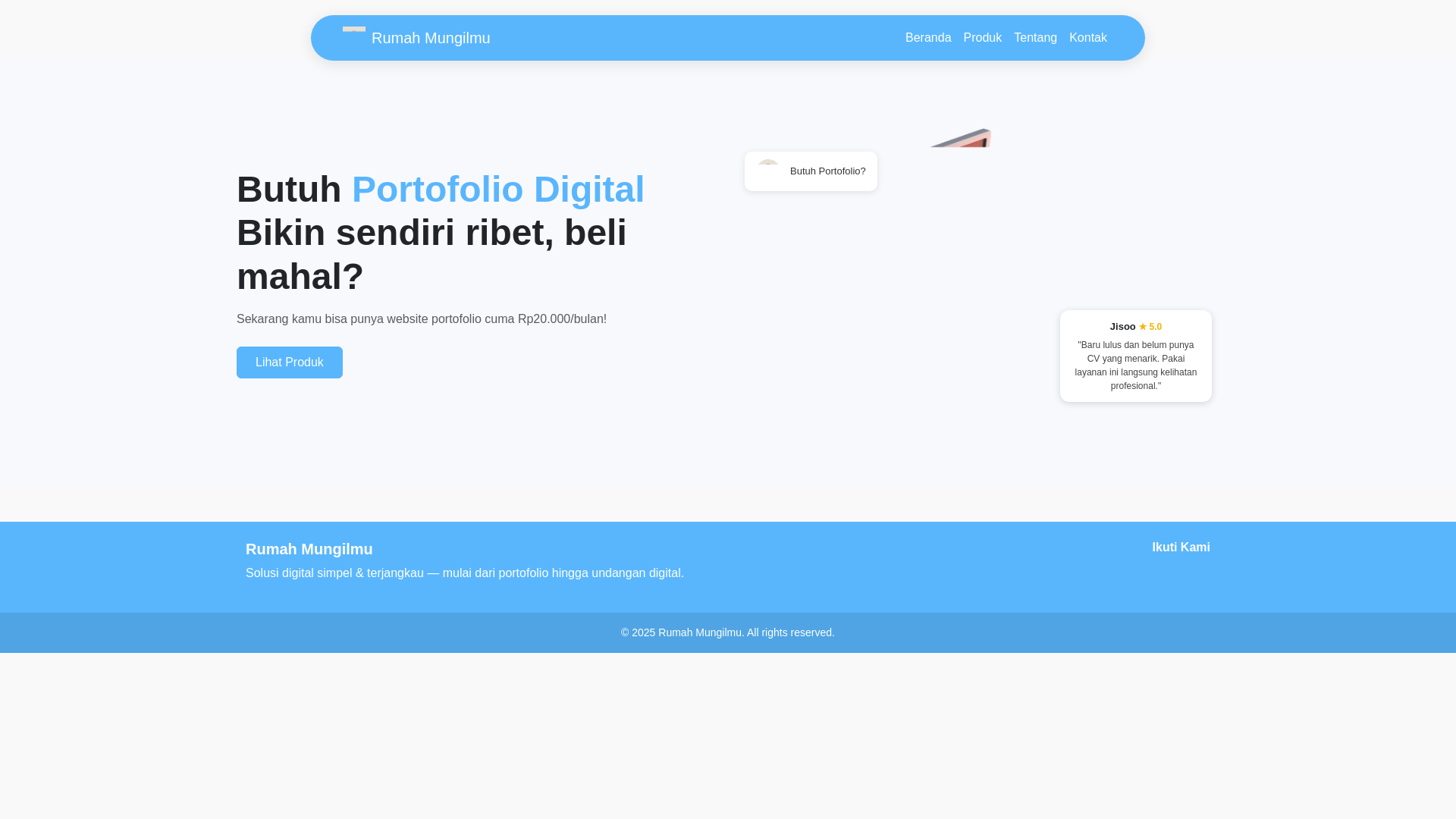 website screenshot of https://rumahmungilmu.my.id/