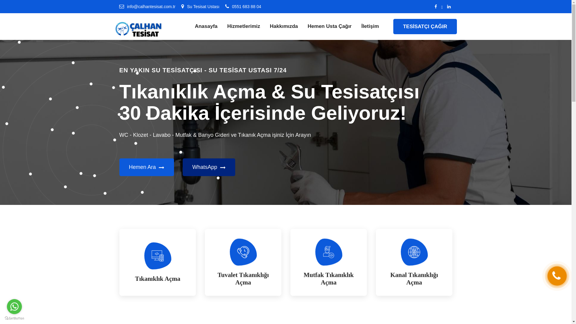 website screenshot of https://calhantesisat.com.tr/