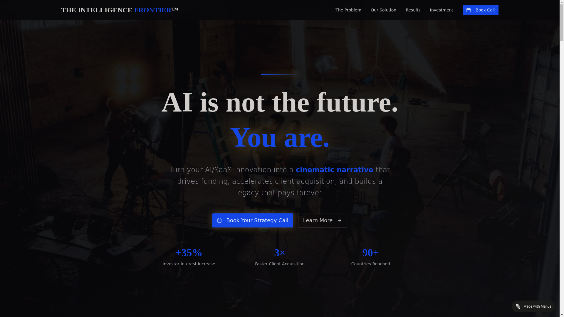website screenshot of https://theintelligencefrontier.com/