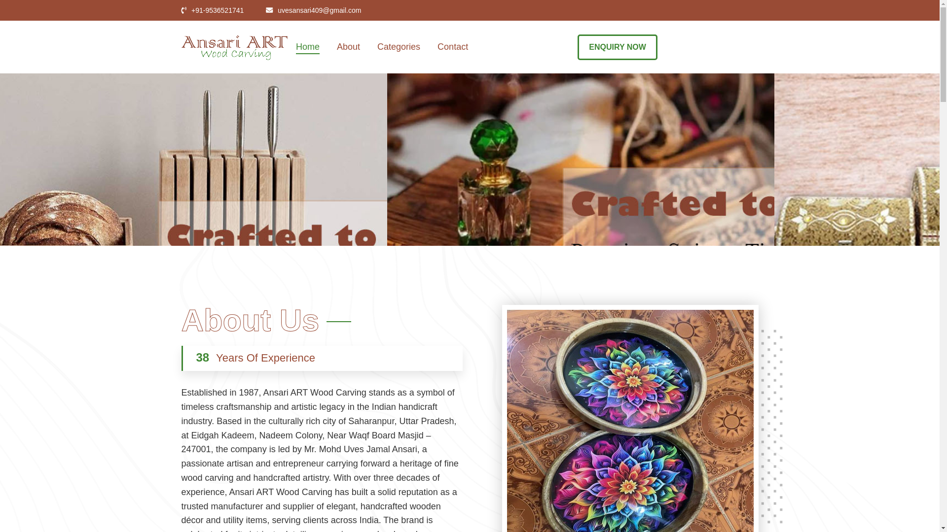 website screenshot of https://ansariart.in/