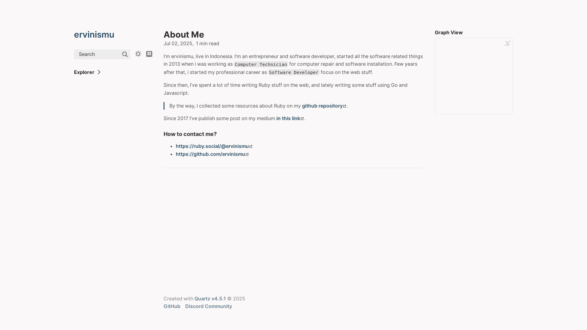 website screenshot of https://ervinismu.pages.dev/