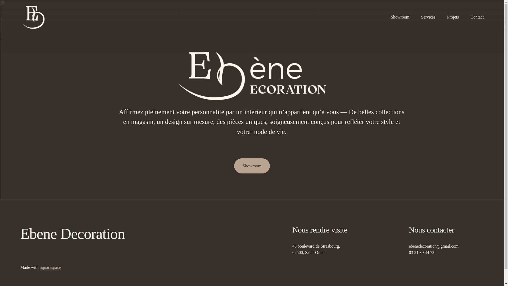 website screenshot of https://ebene-decoration.com/