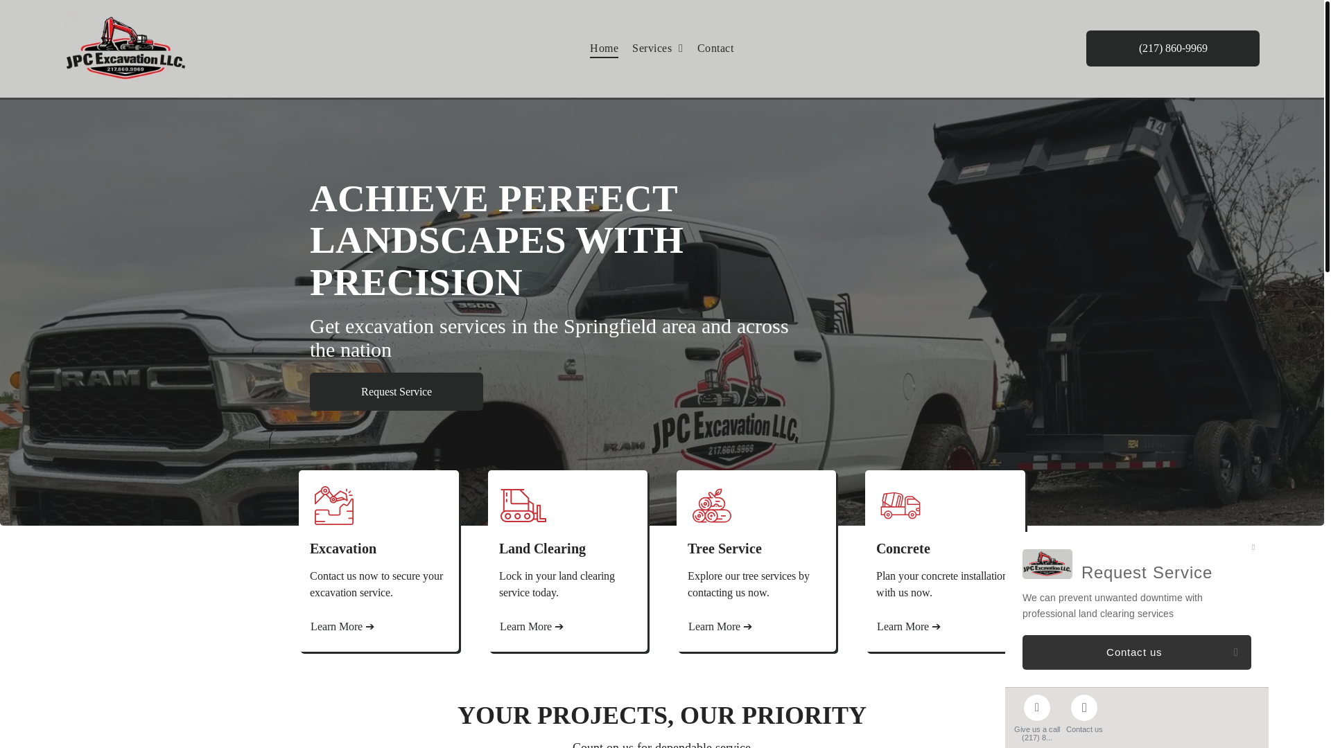 website screenshot of https://jpcexcavation.com/