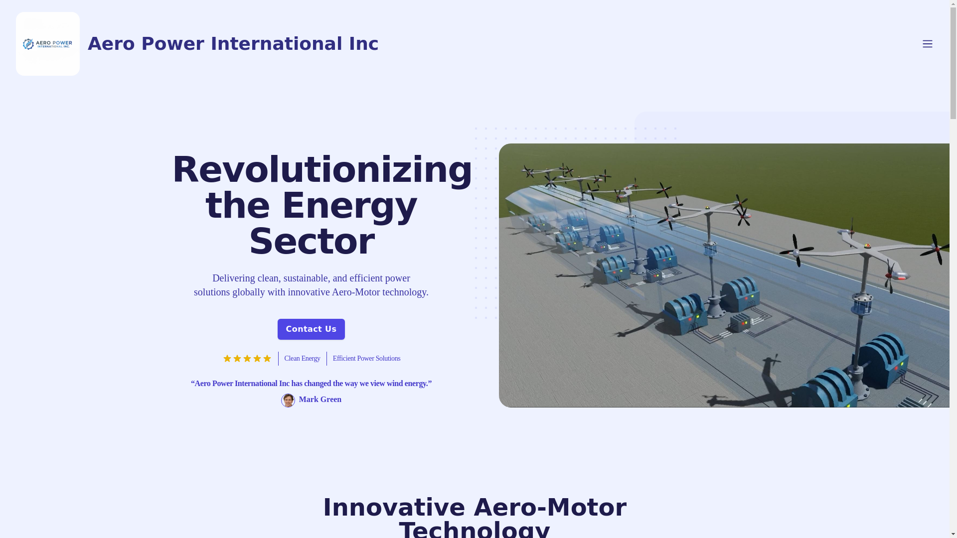 website screenshot of https://aeropowerint.com/