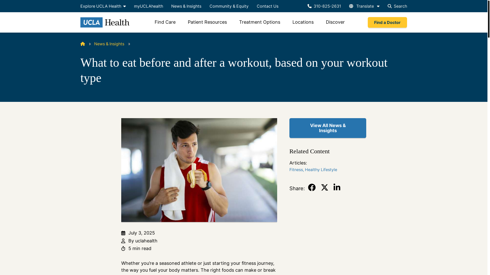 website screenshot of https://www.uclahealth.org/news/article/what-eat-before-and-after-workout-based-your-workout-type
