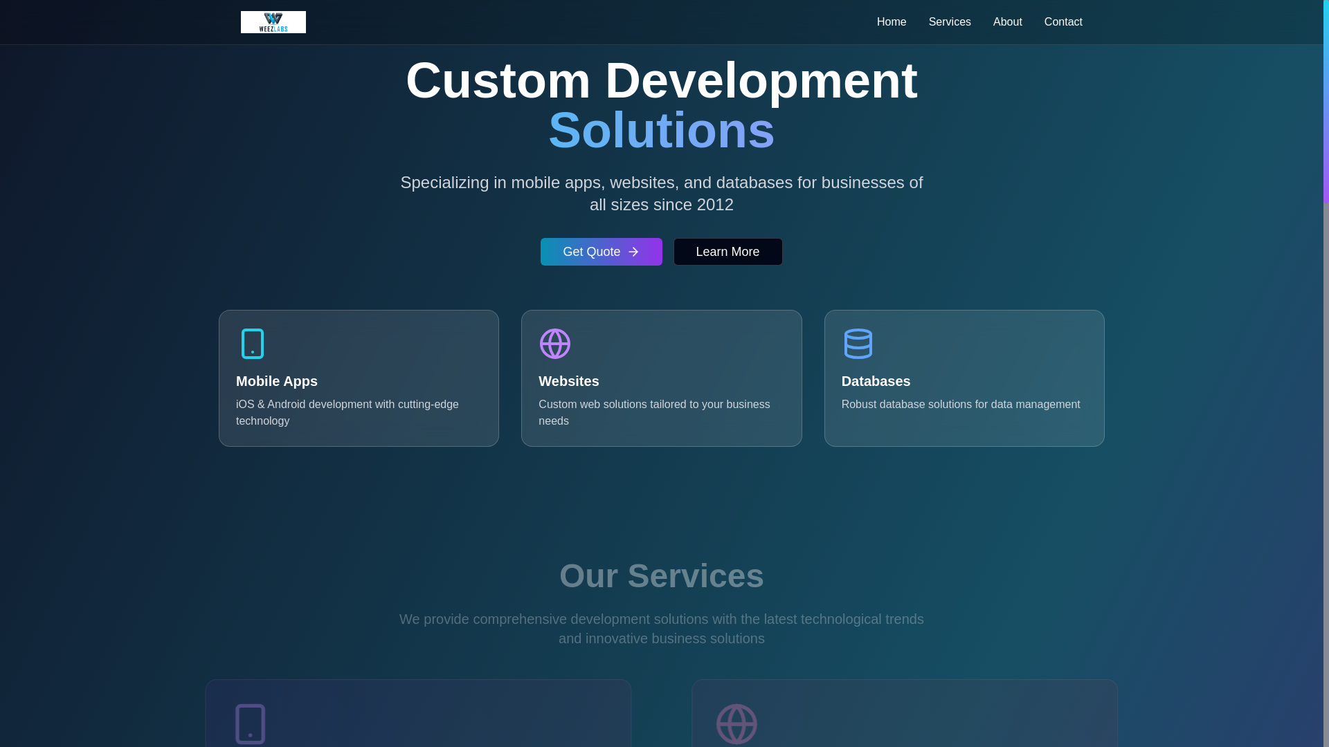 website screenshot of https://weezlabsinc.com/