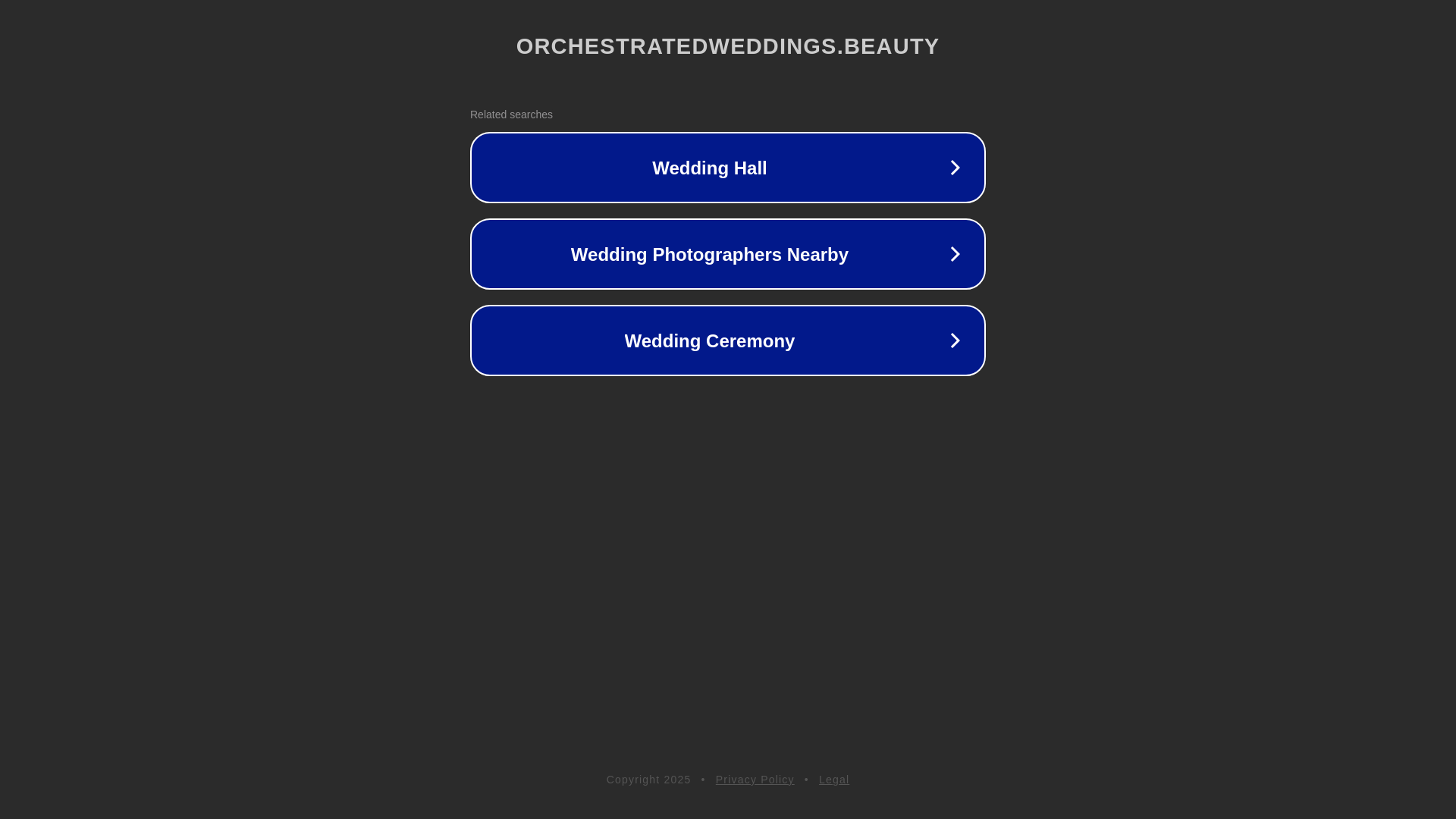 website screenshot of https://orchestratedweddings.beauty/