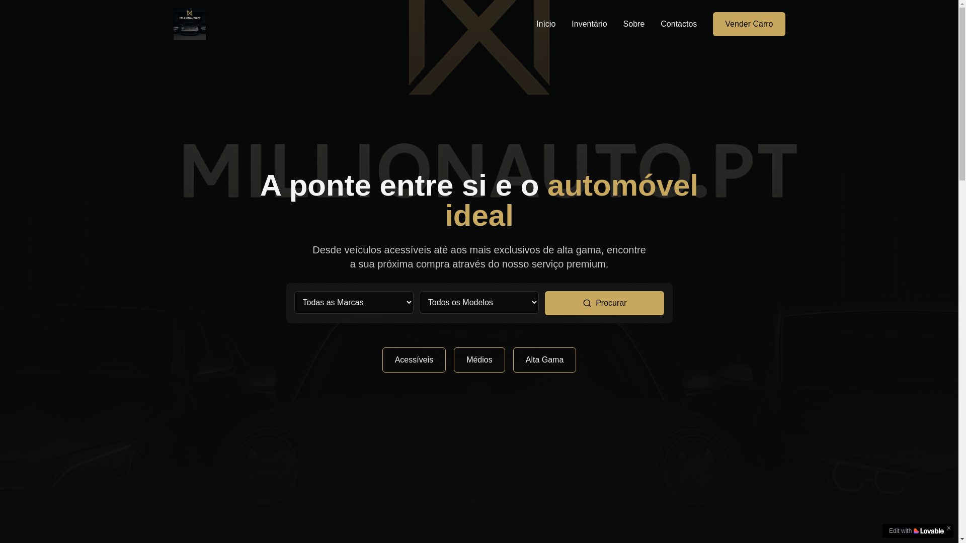 website screenshot of https://millionauto.pt/