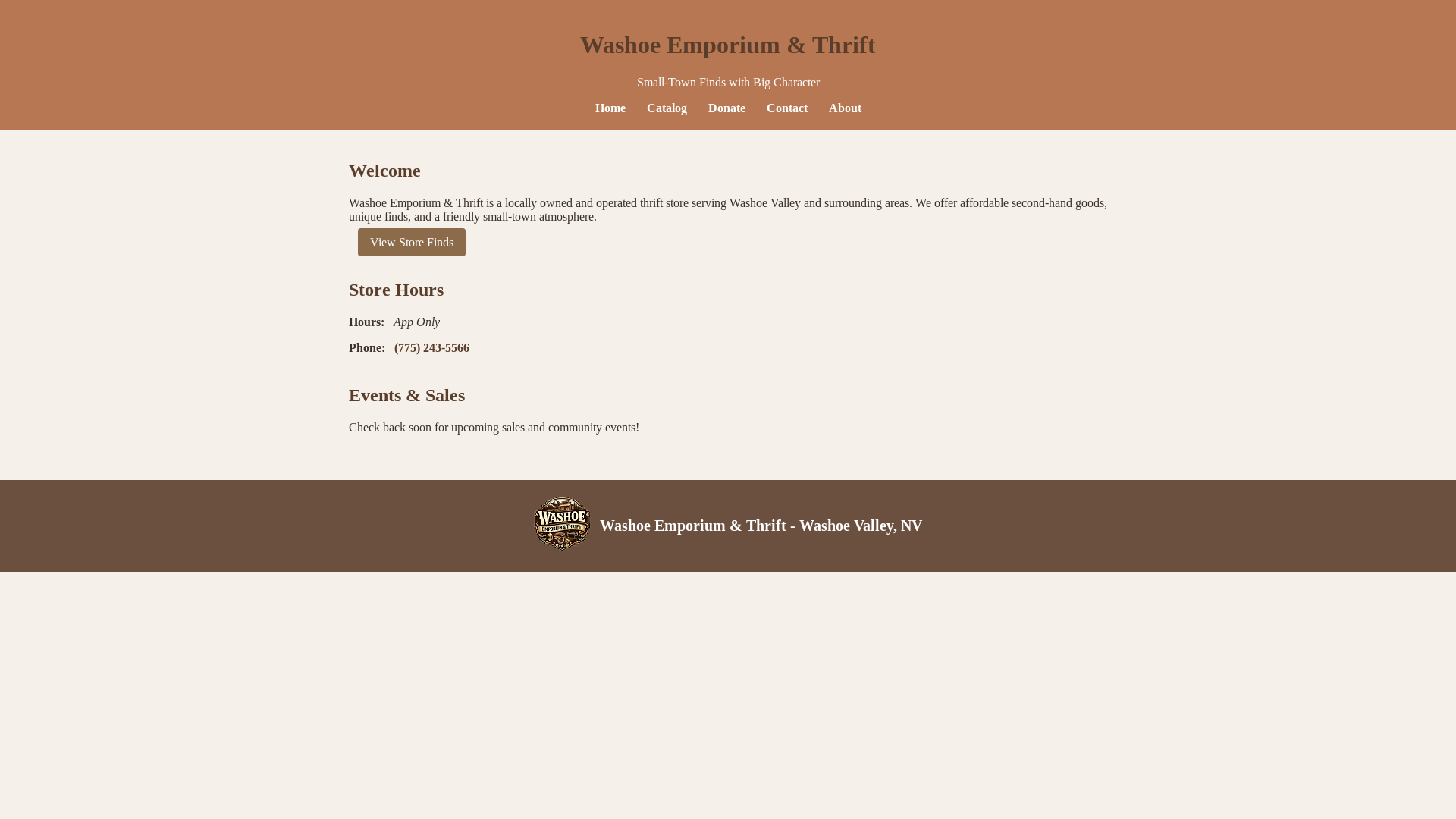 website screenshot of https://washoethrift.org/