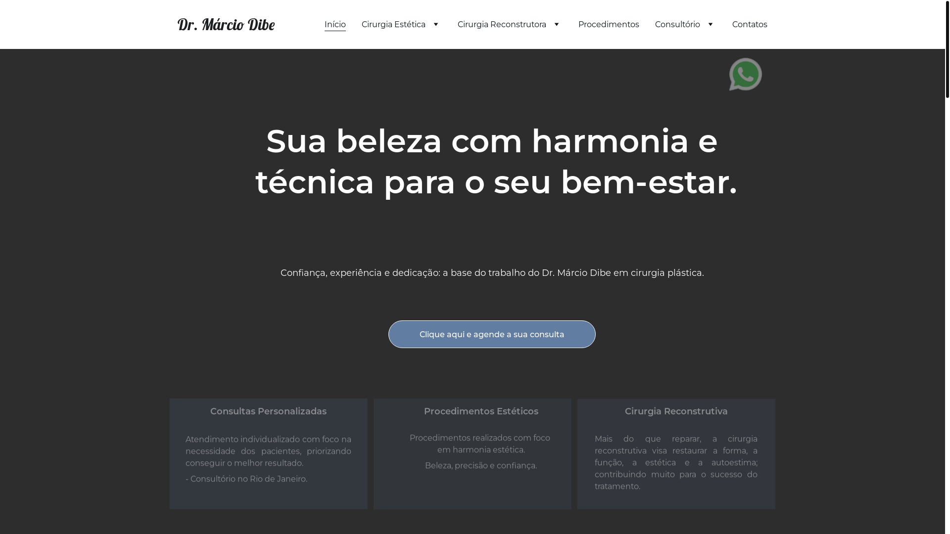 website screenshot of https://drmarciodibe.com.br/