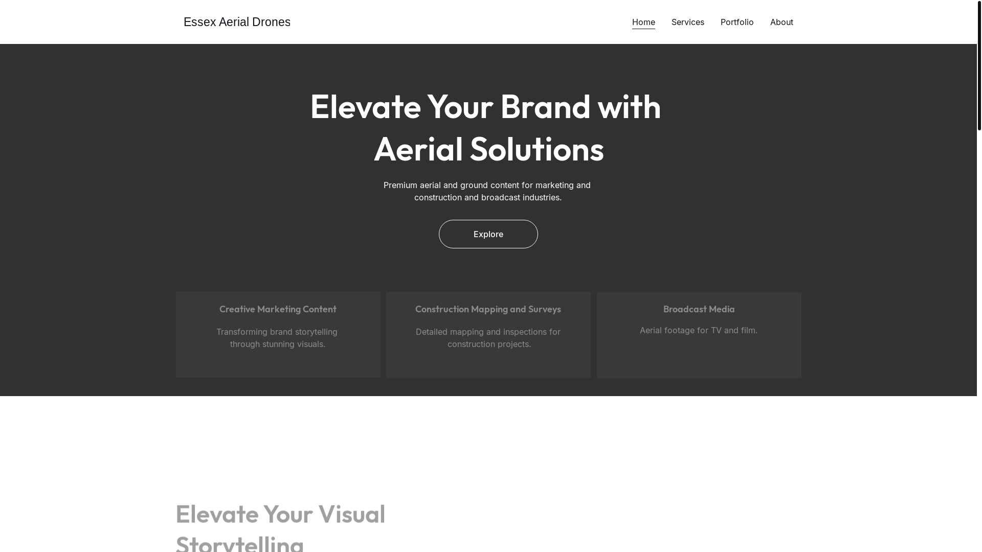 website screenshot of https://essexaerialdrones.co.uk/