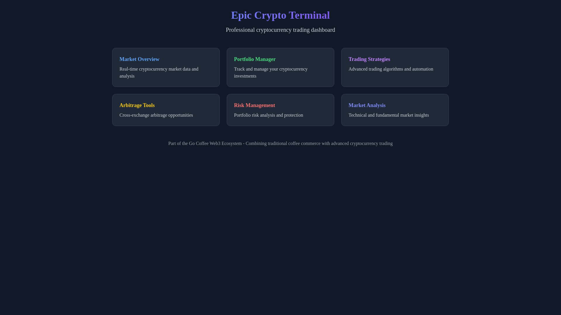 website screenshot of https://go-coffee-crypto-terminal.pages.dev/