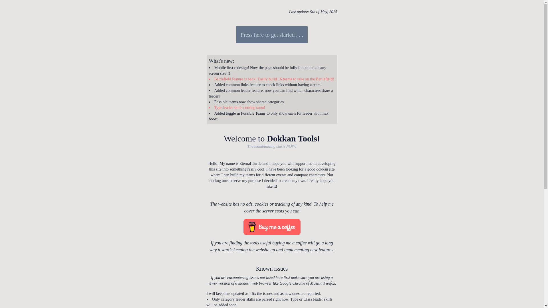 website screenshot of https://dokkantools.pages.dev/