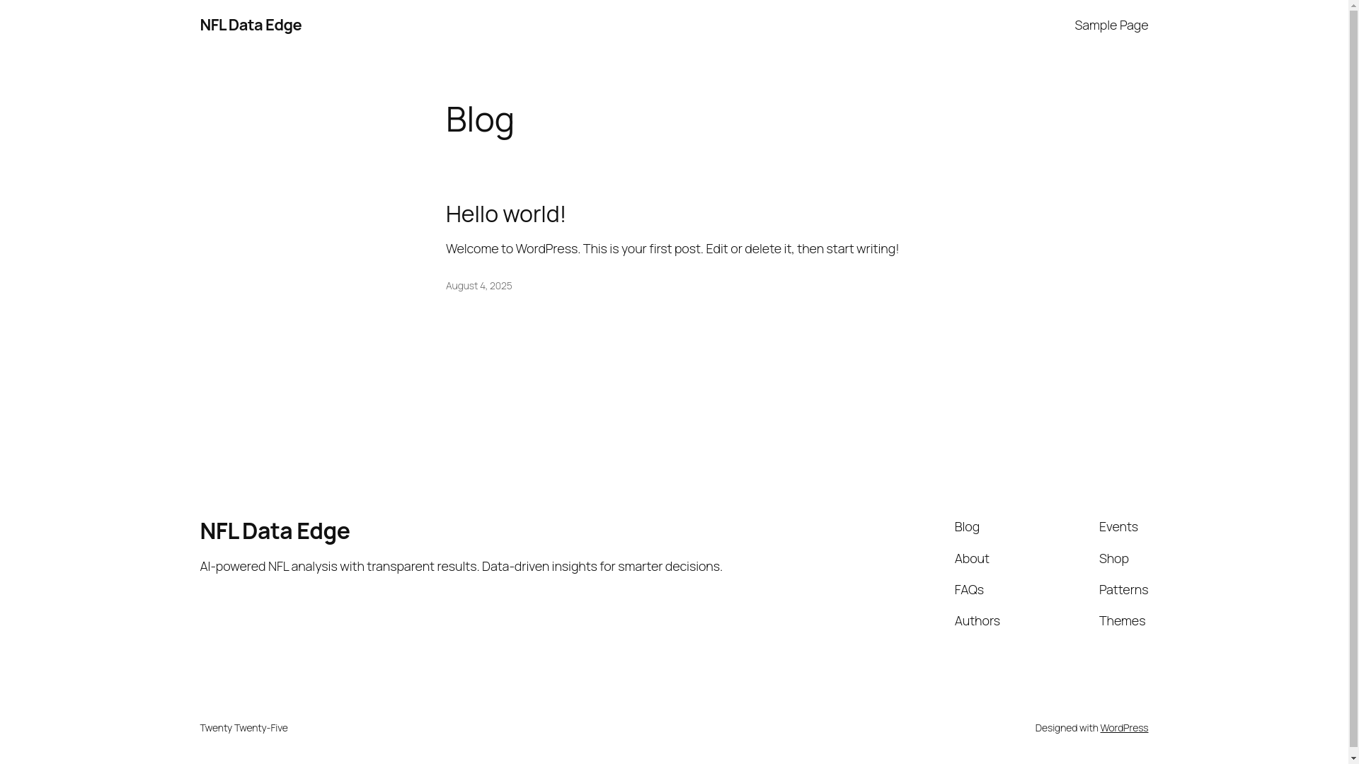 website screenshot of https://nfldataedge.com/