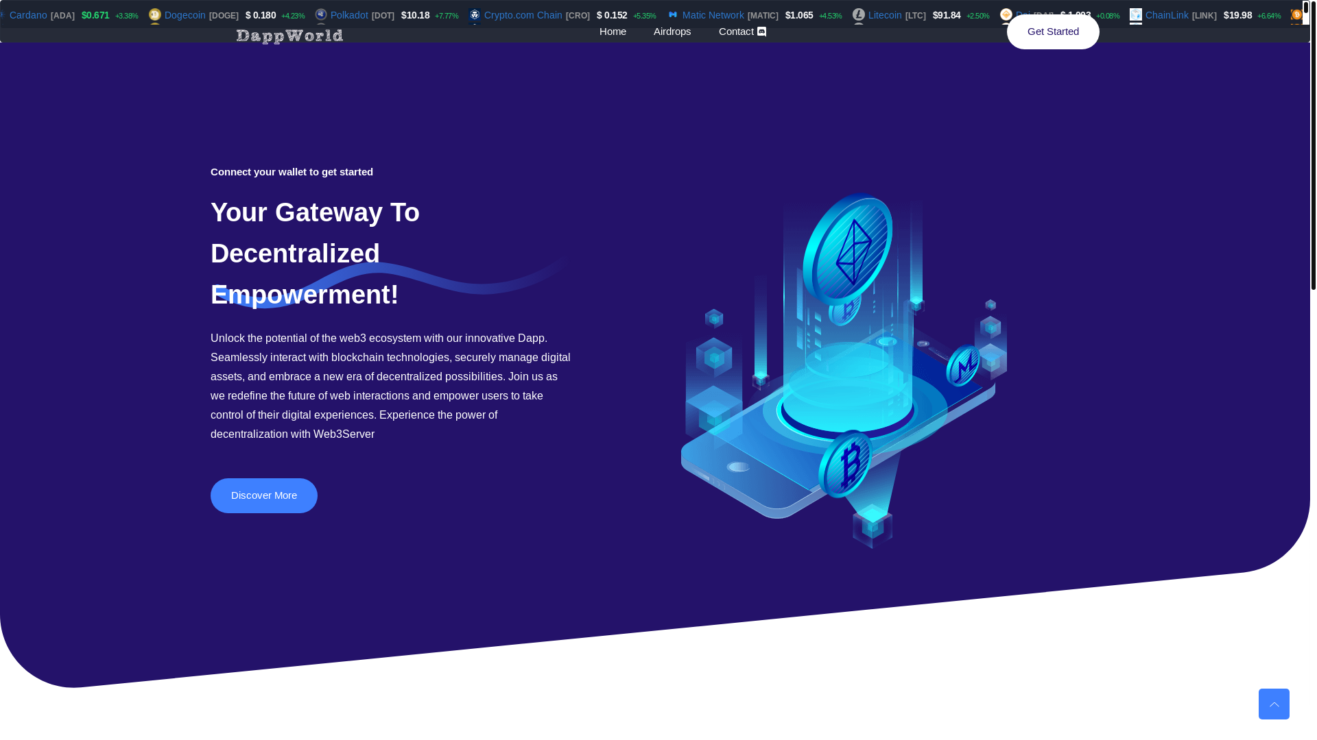 website screenshot of https://dappserver.co/