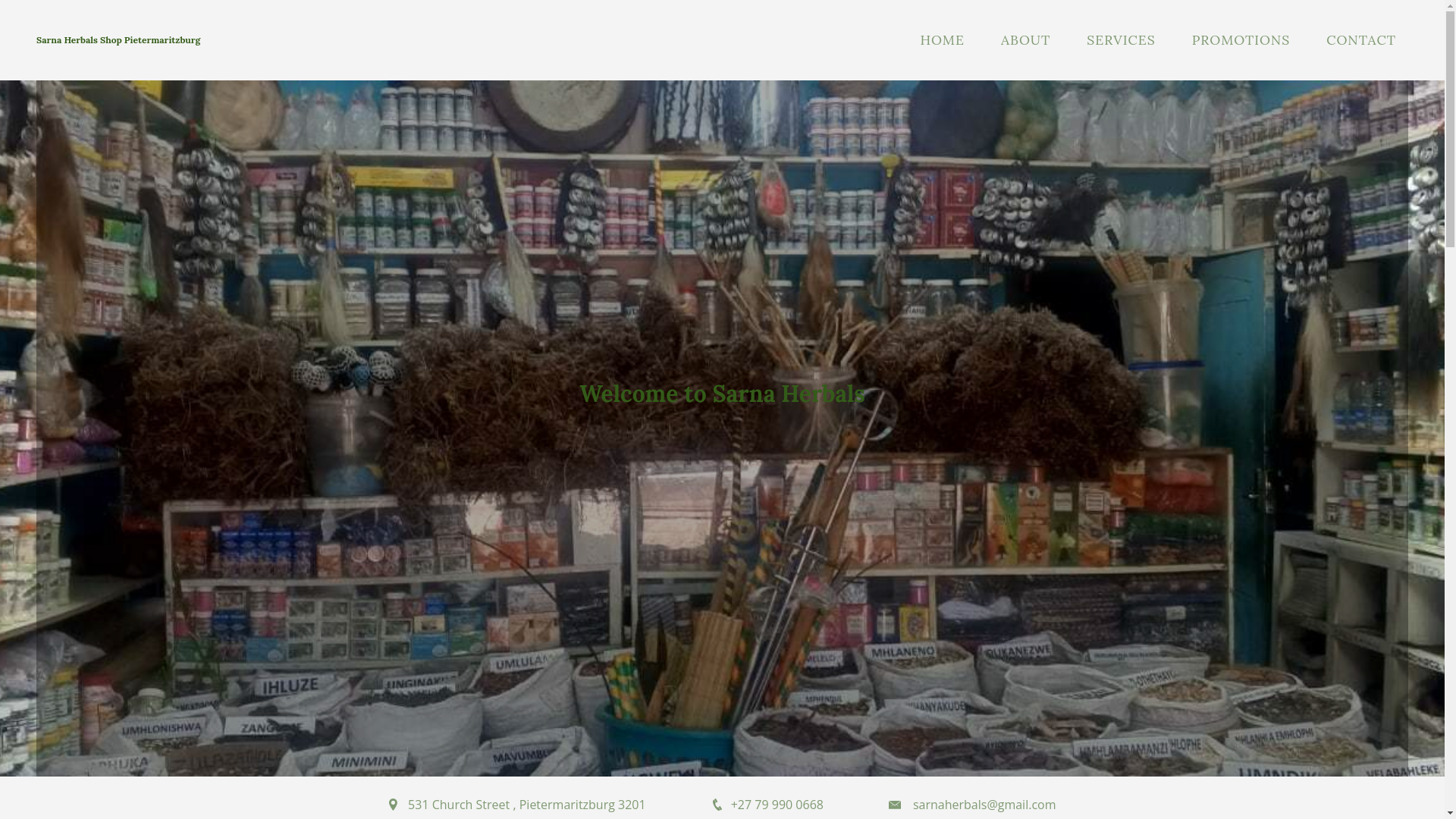 website screenshot of https://sarnaherbals.co.za/