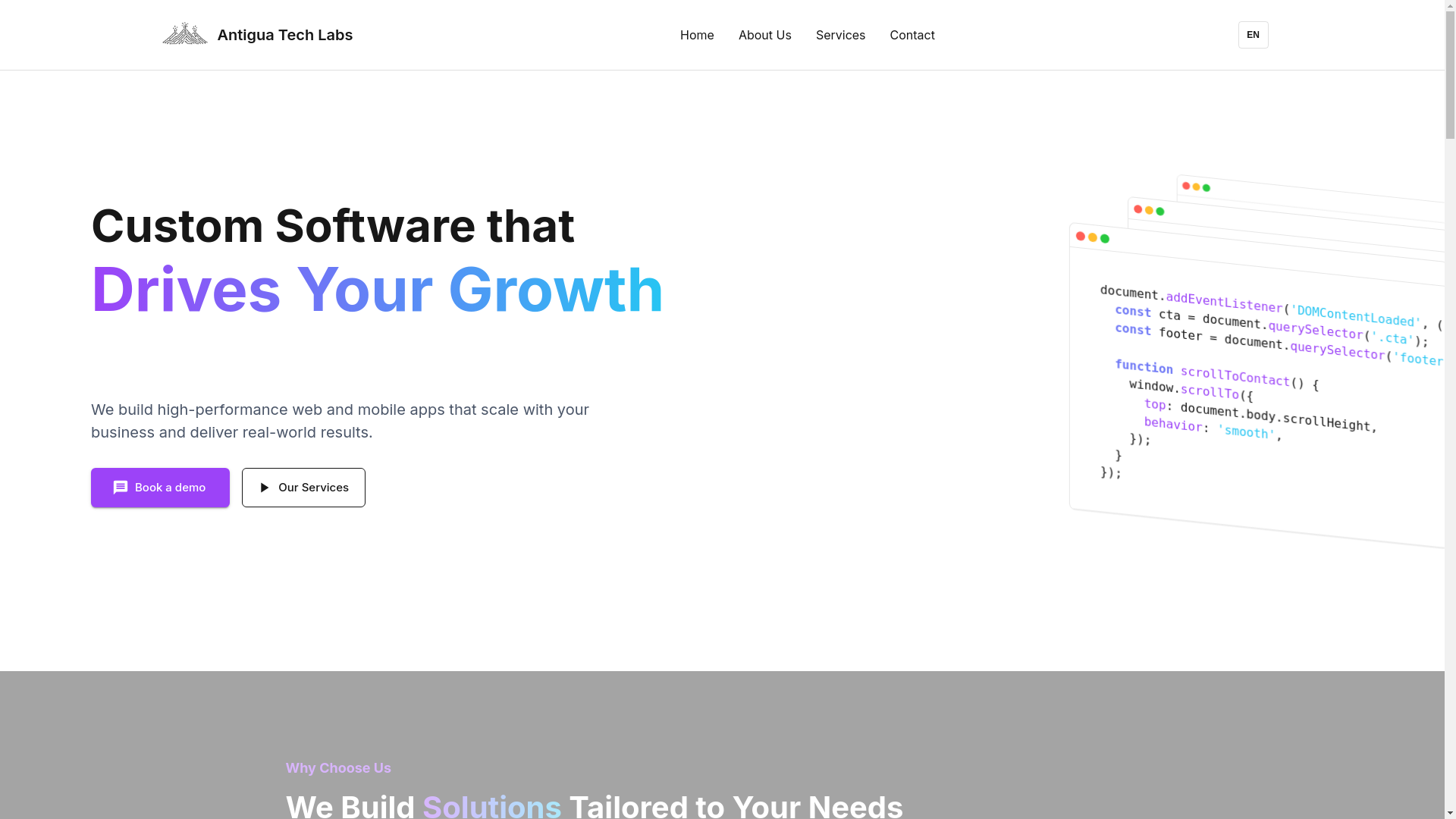 website screenshot of https://antiguatechlabs.com/