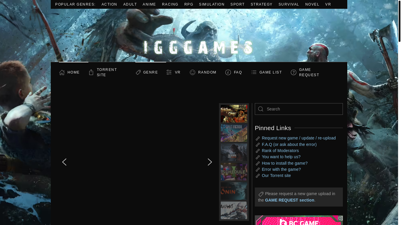 website screenshot of https://igg-games.com/