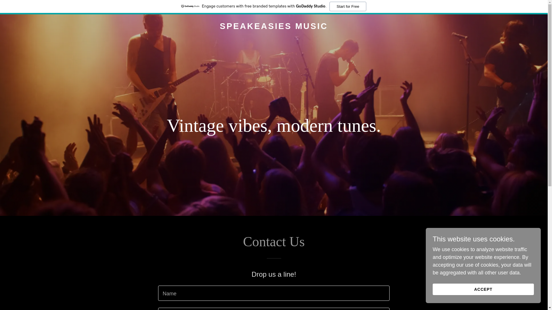 website screenshot of https://speakeasiesmusic.com/