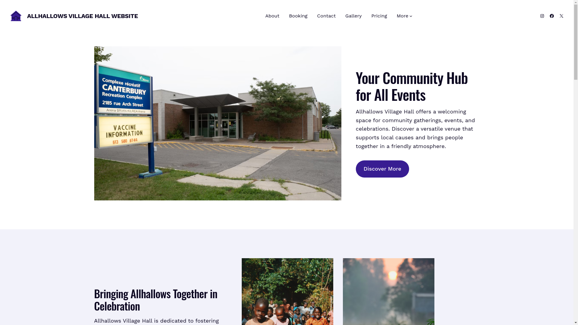 website screenshot of https://allhallowsvillagehall.co.uk/