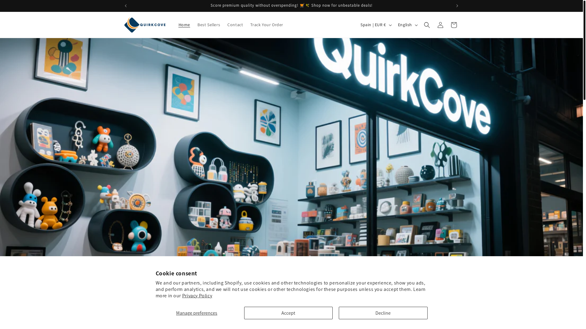 website screenshot of https://quirkcove.store/