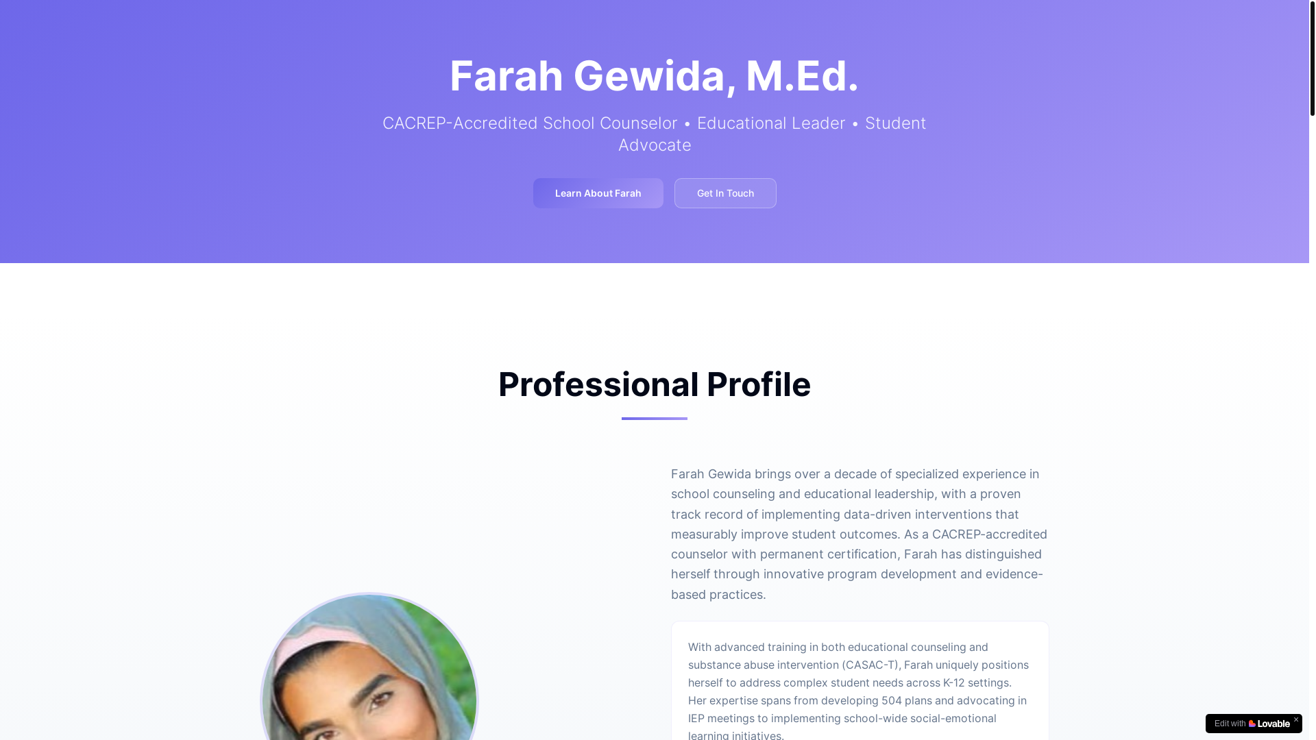 website screenshot of https://farahgewida.org/