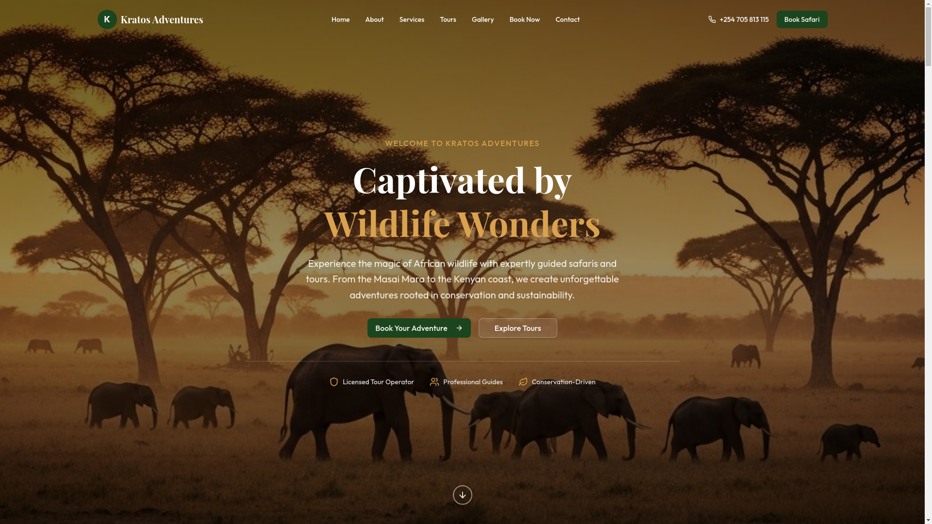 website screenshot of https://kratosadventures.site/