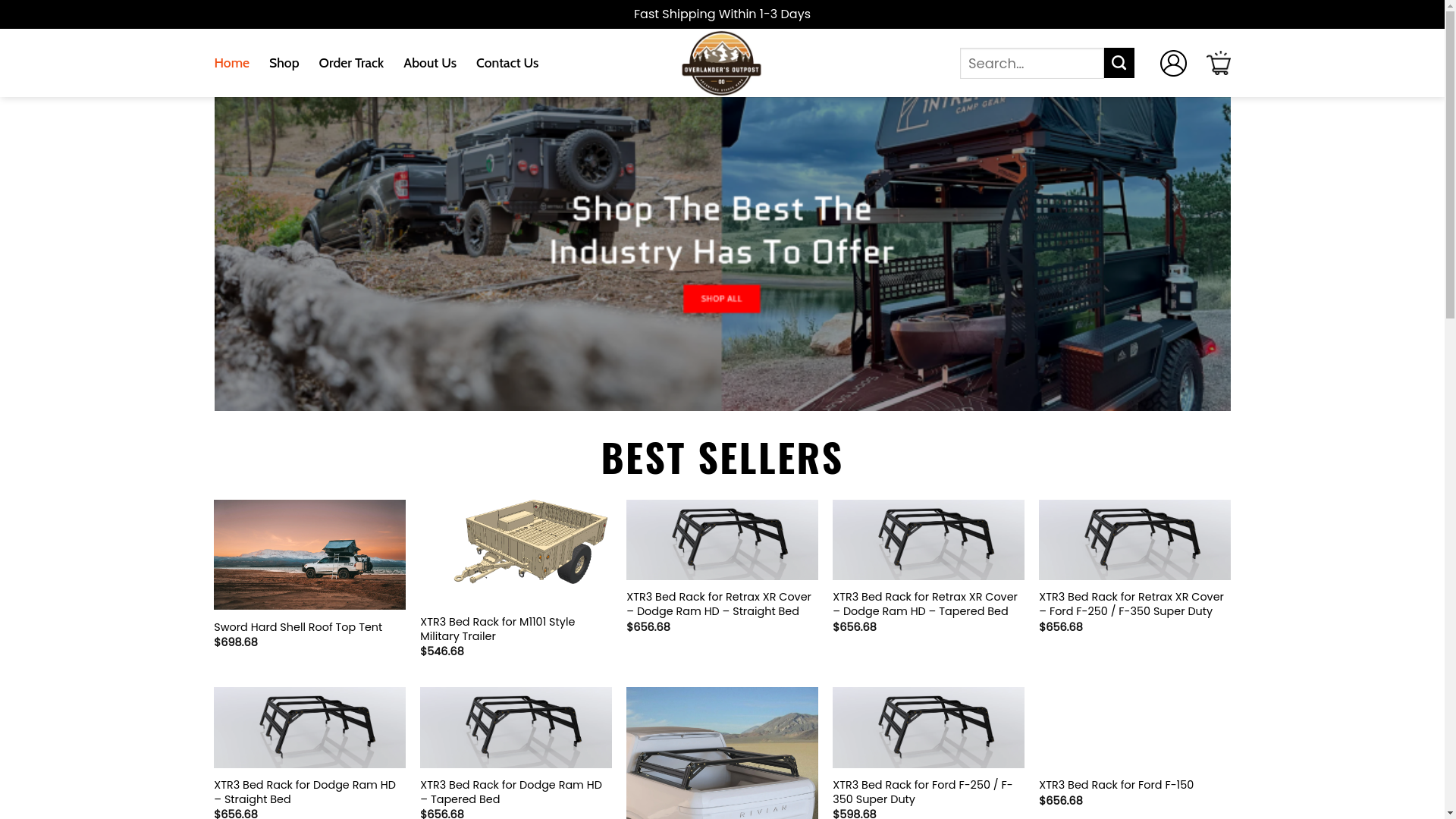 website screenshot of https://ouroverlandersoutpost.shop/
