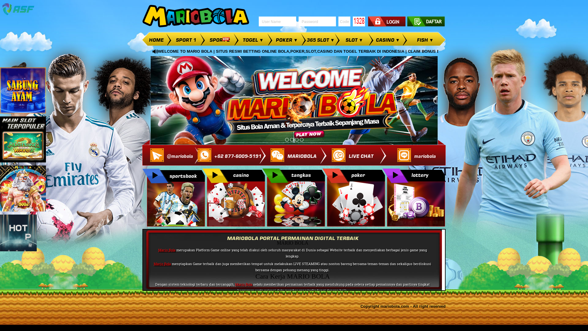 website screenshot of https://kingmariobola.com/