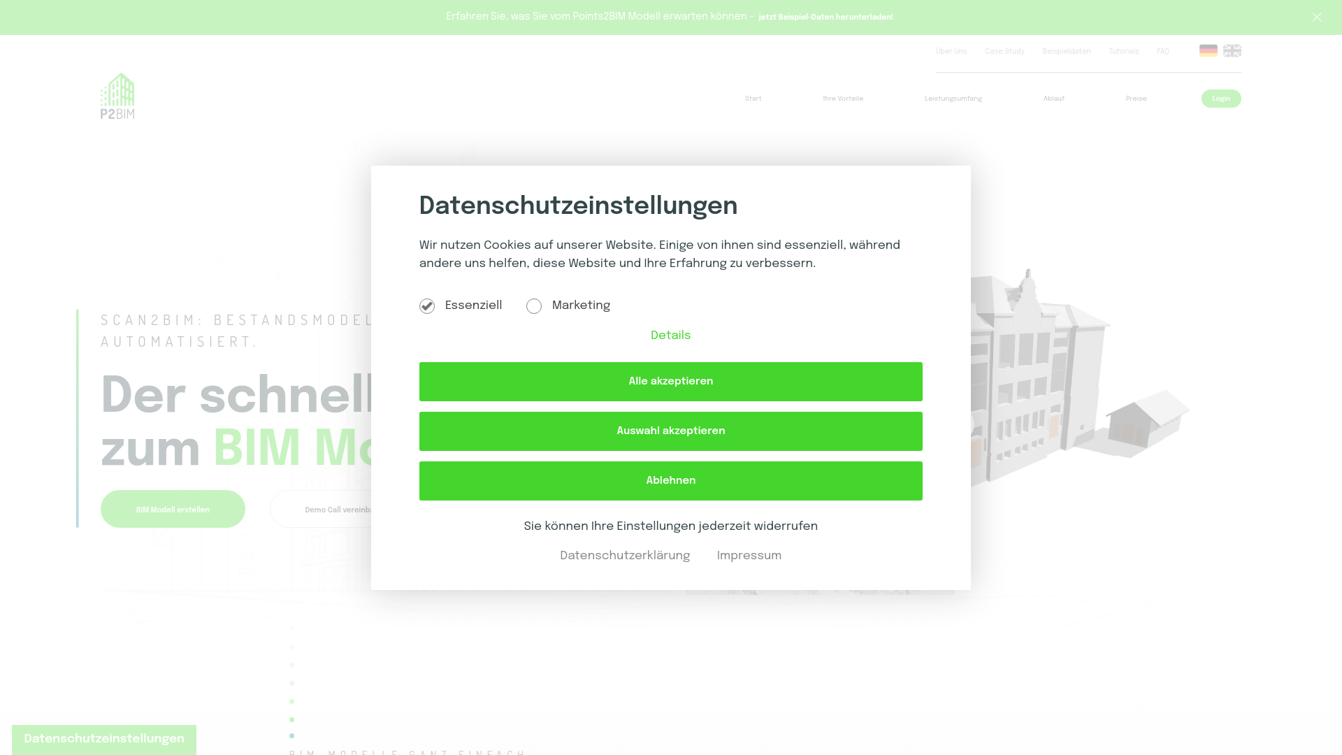 website screenshot of https://points2bimservices.com/