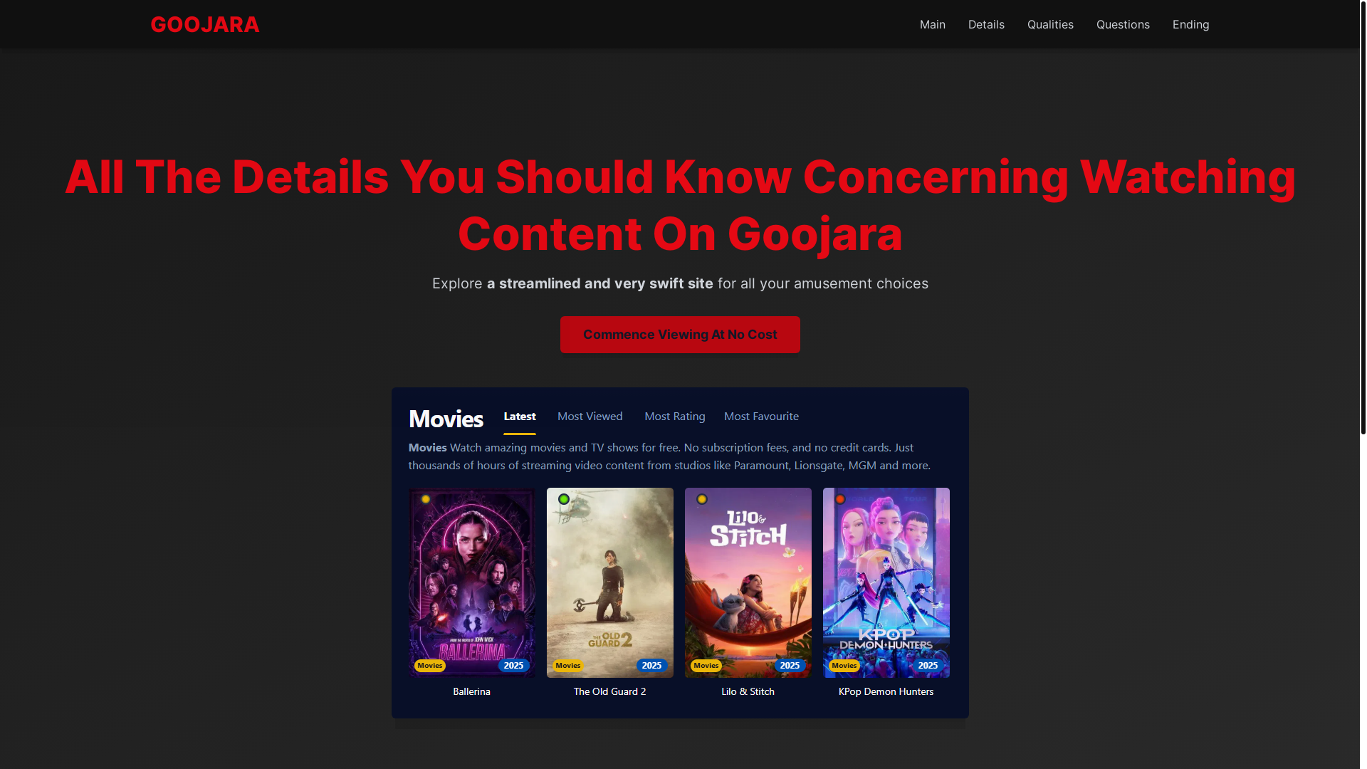 website screenshot of https://goojara-lad4.pages.dev/