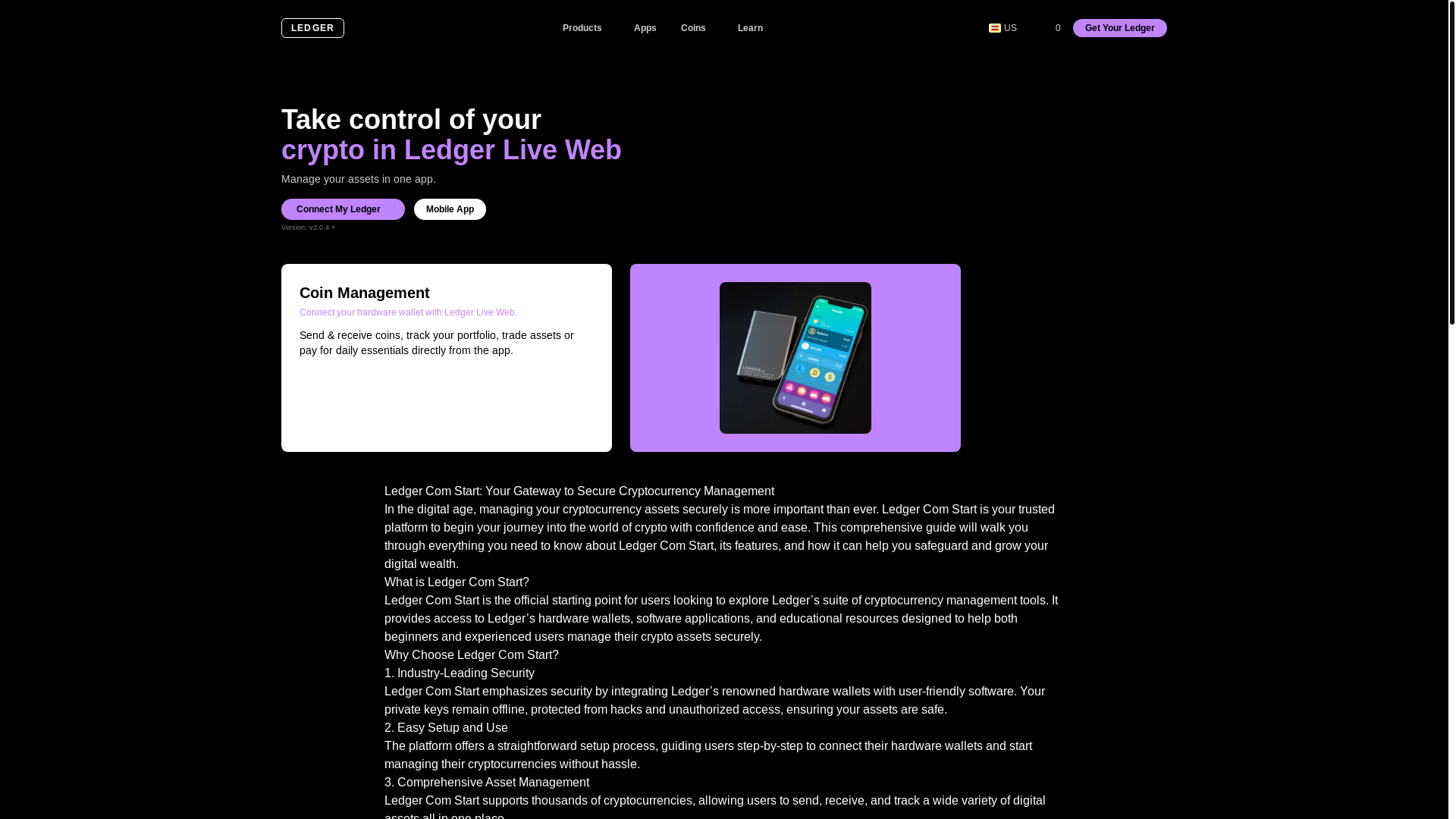 website screenshot of https://faq-comstart-ledger.pages.dev/