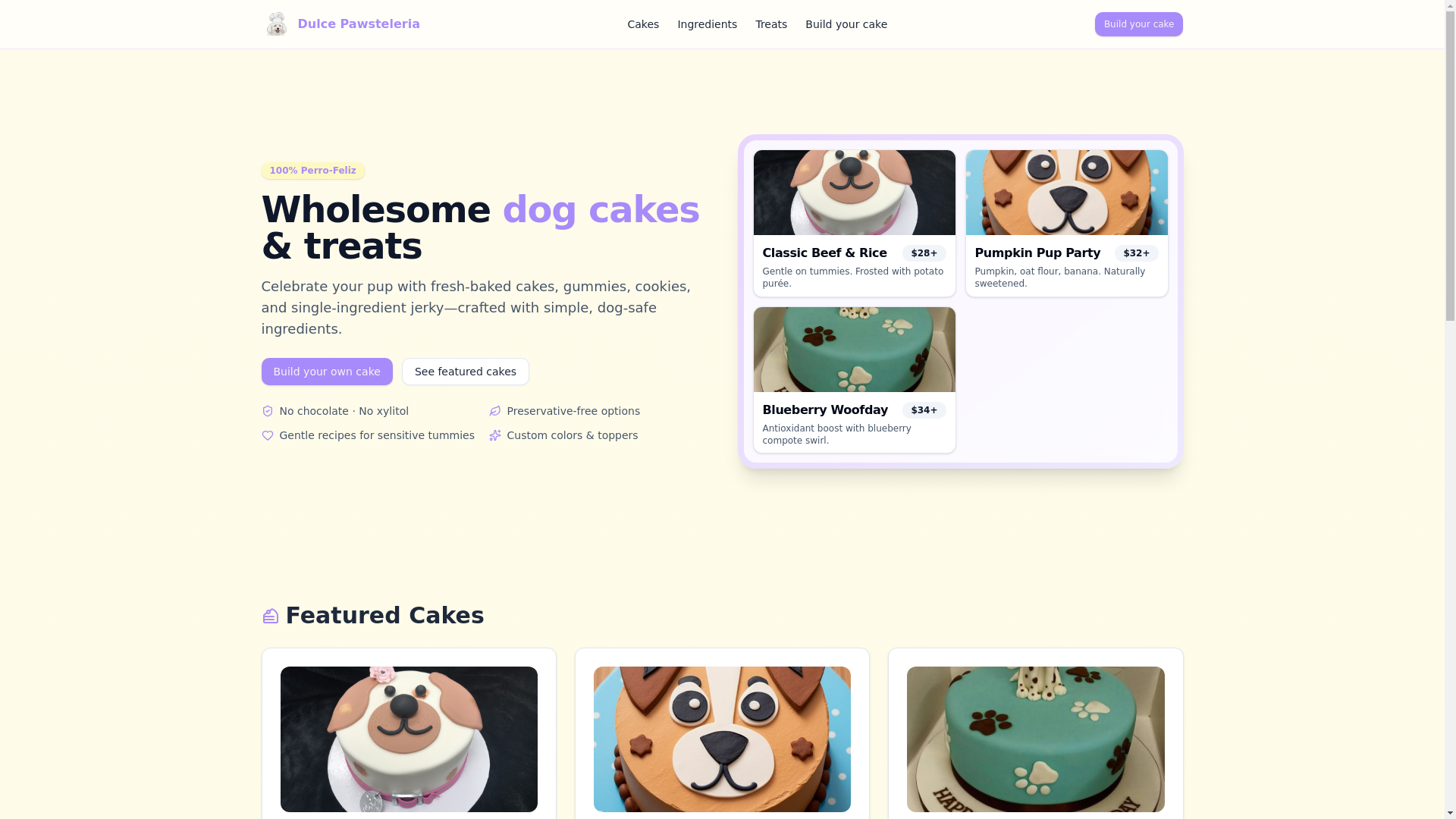 website screenshot of https://dulcepawsteleria.pages.dev/