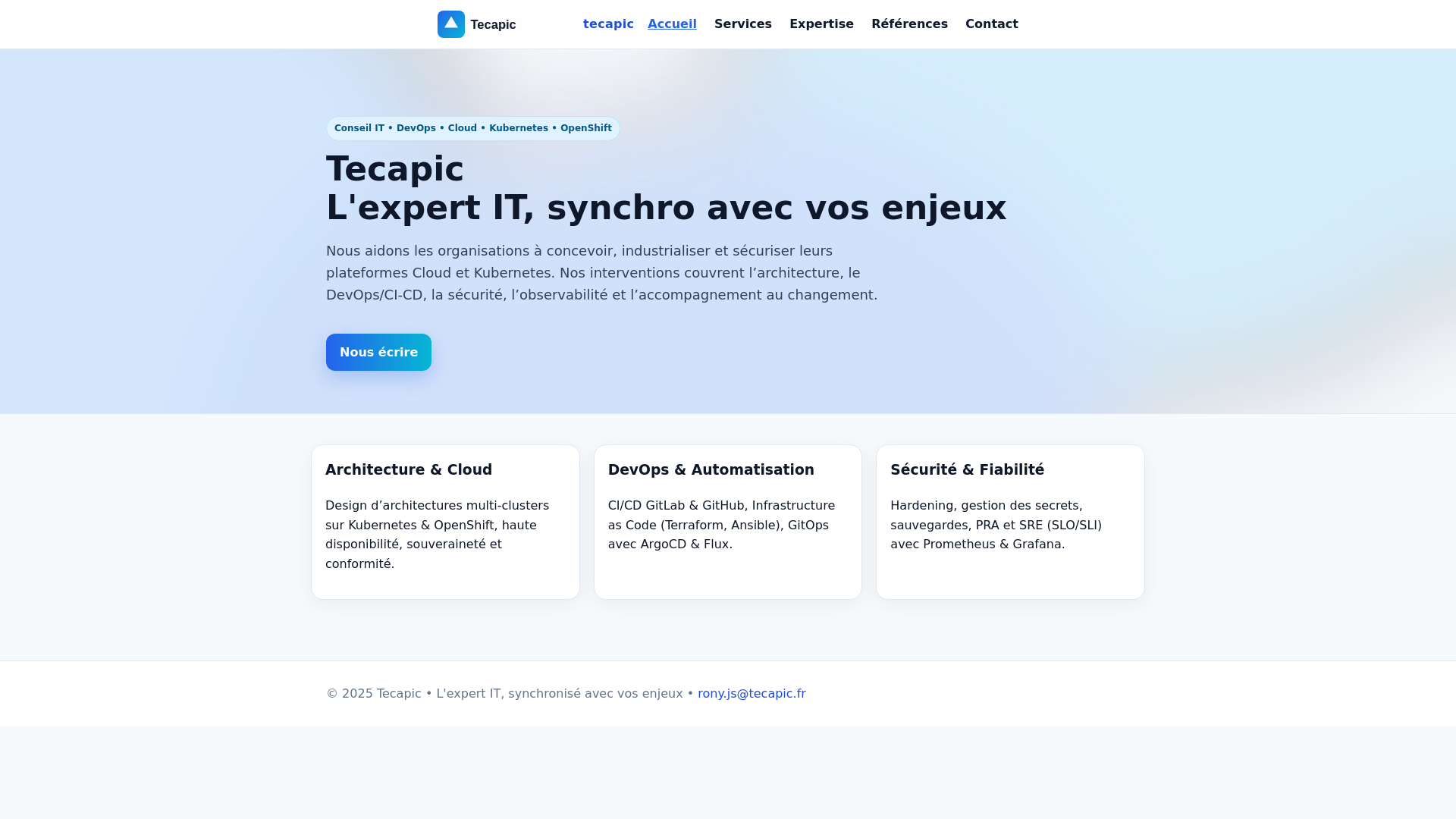 website screenshot of https://tecapic.fr/