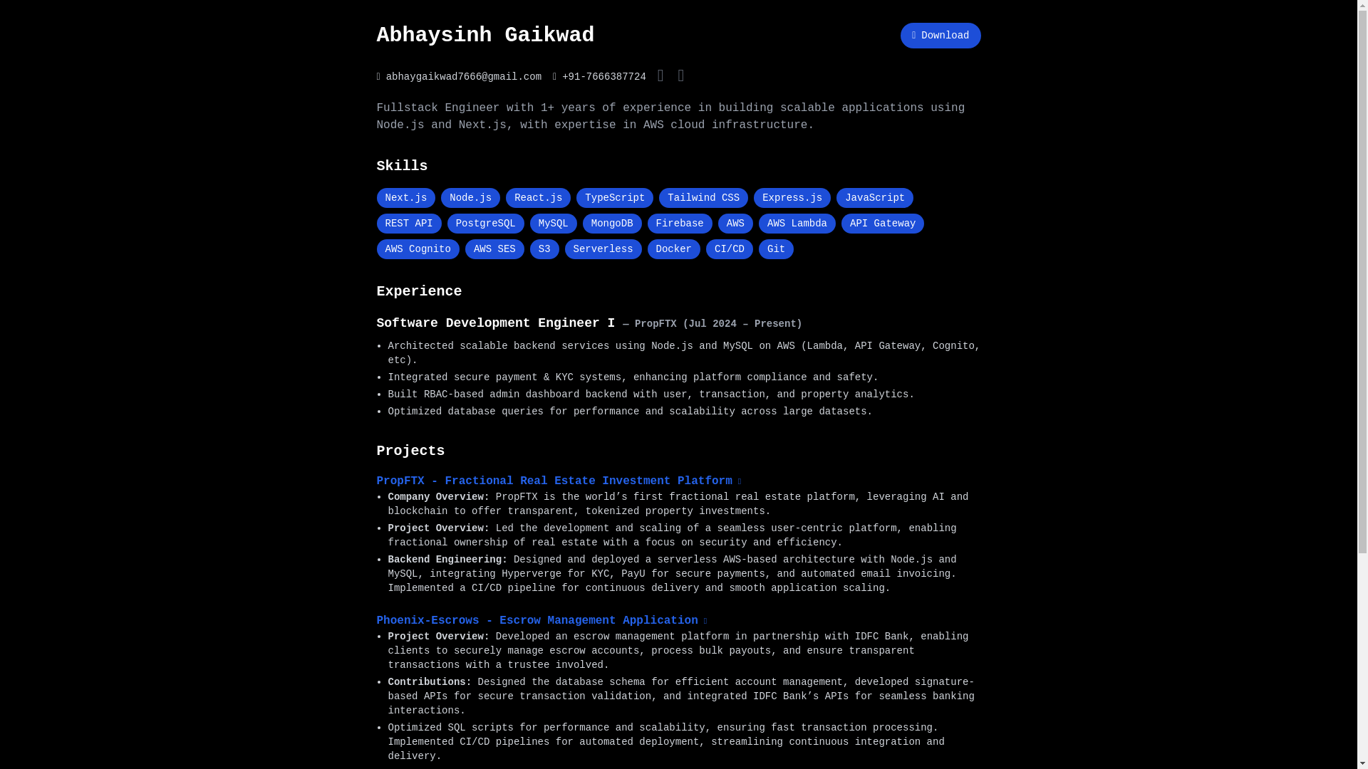website screenshot of https://abhaysinh.dev/