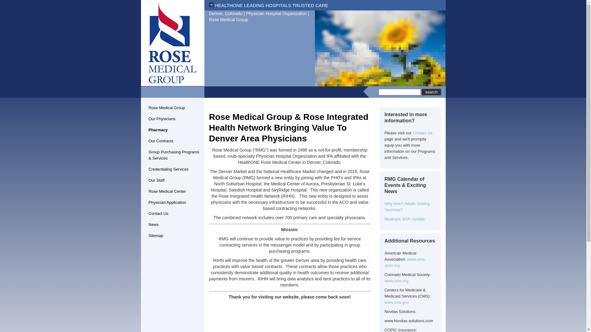 website screenshot of https://www.rosemedicalgroup.org/