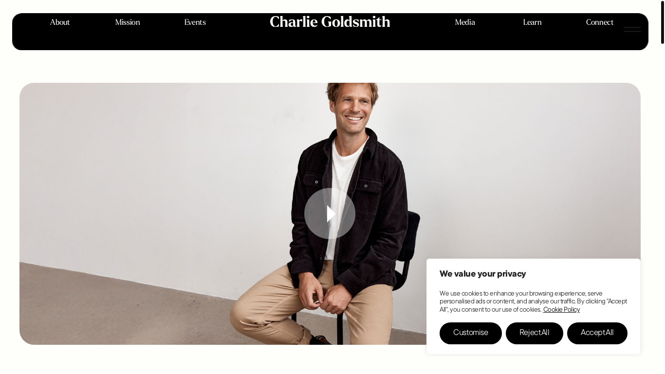 website screenshot of https://charliegoldsmith.com/