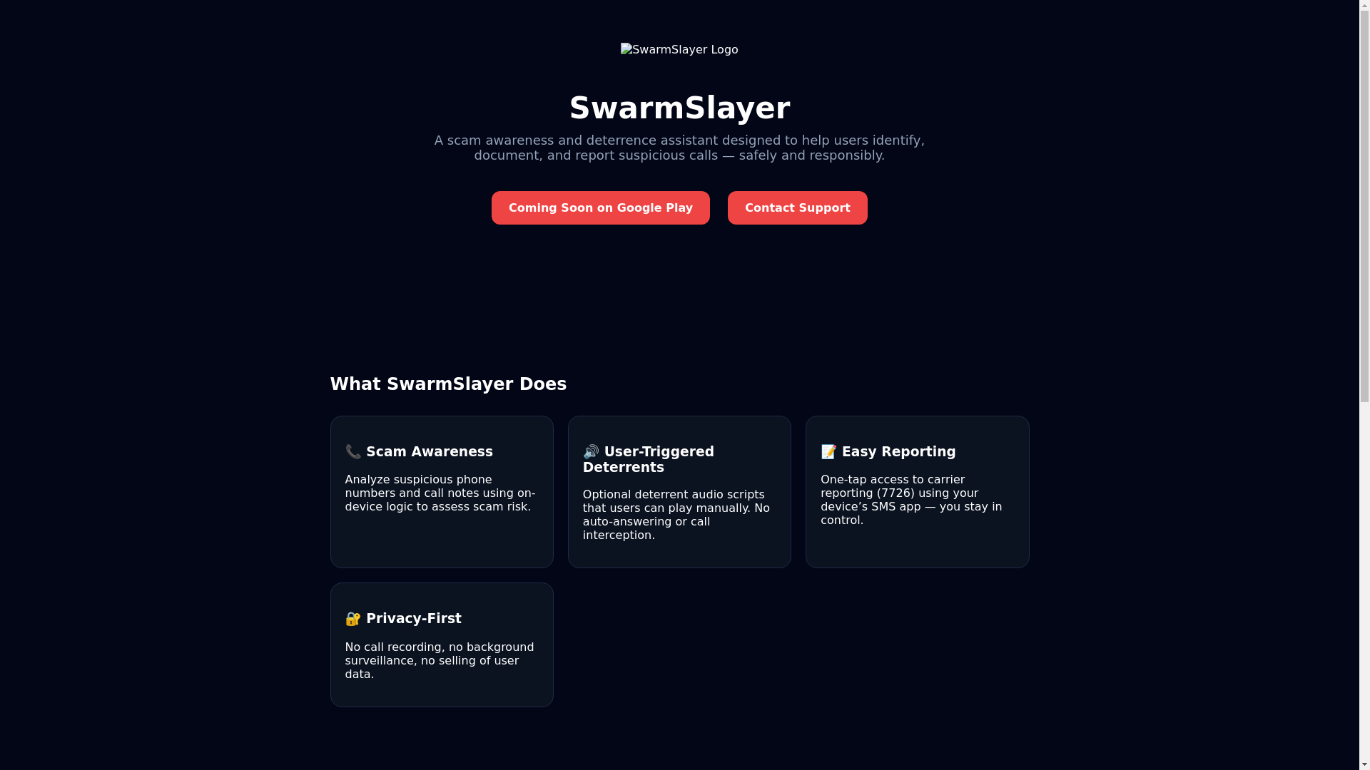 website screenshot of https://swarmslayer.cloud/