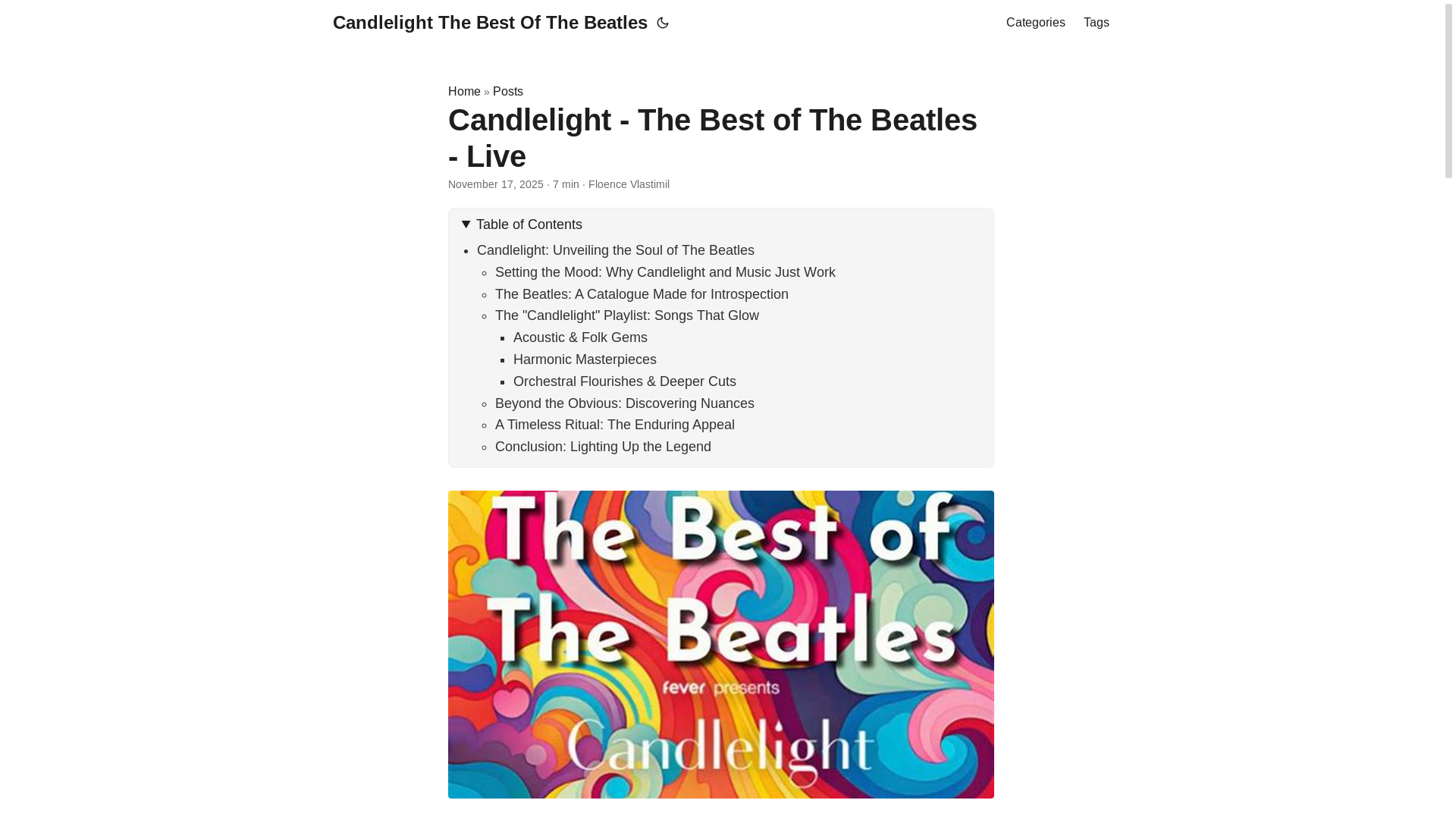 website screenshot of https://candlelightthebestofthebeatles.pages.dev/