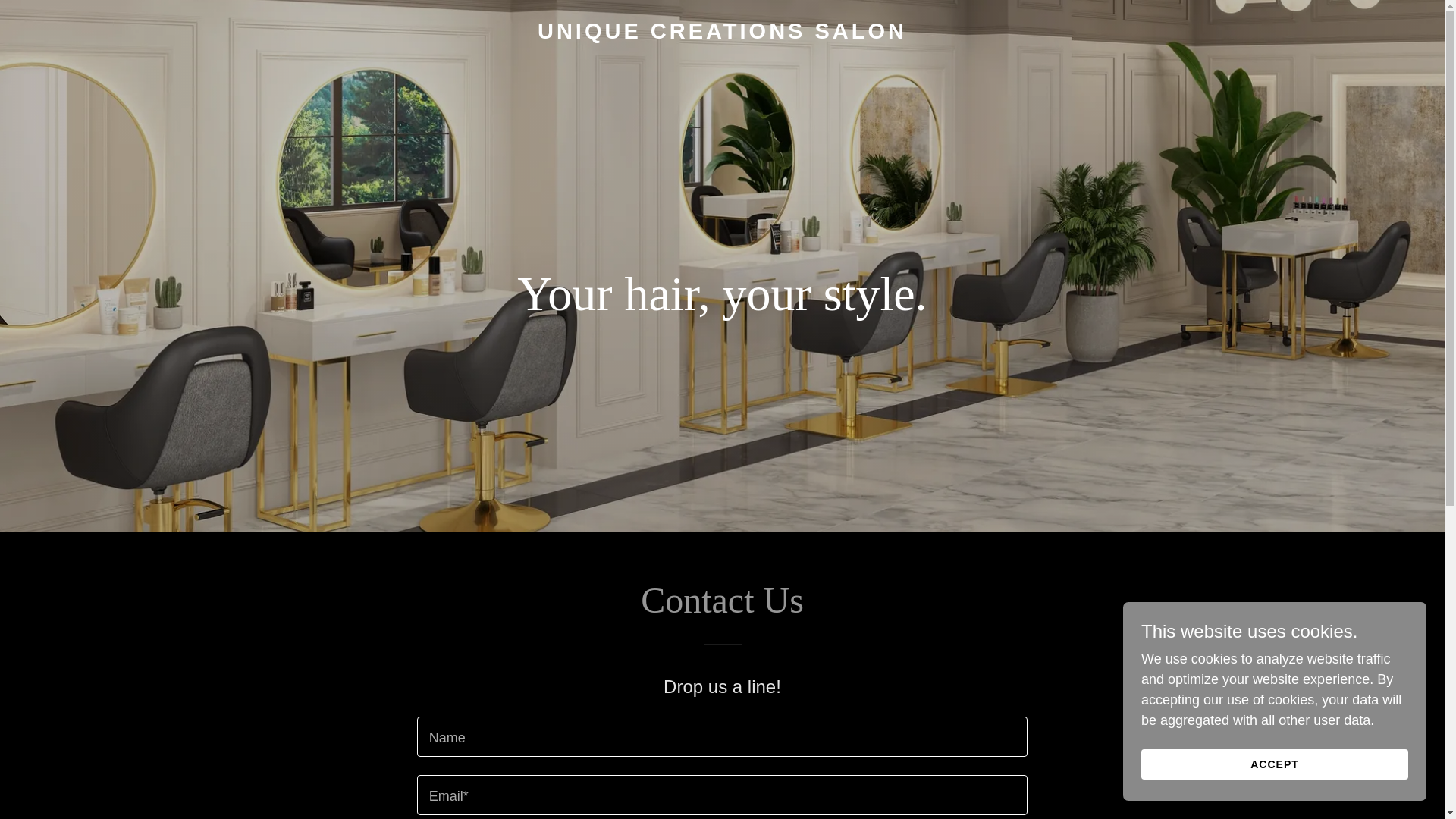 website screenshot of https://uniquecreationssalon.com/