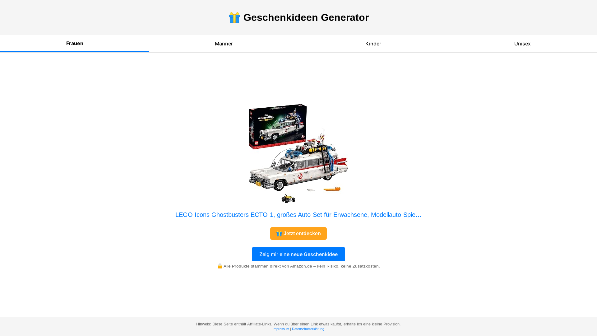 website screenshot of https://geschenkideengenerator.com/