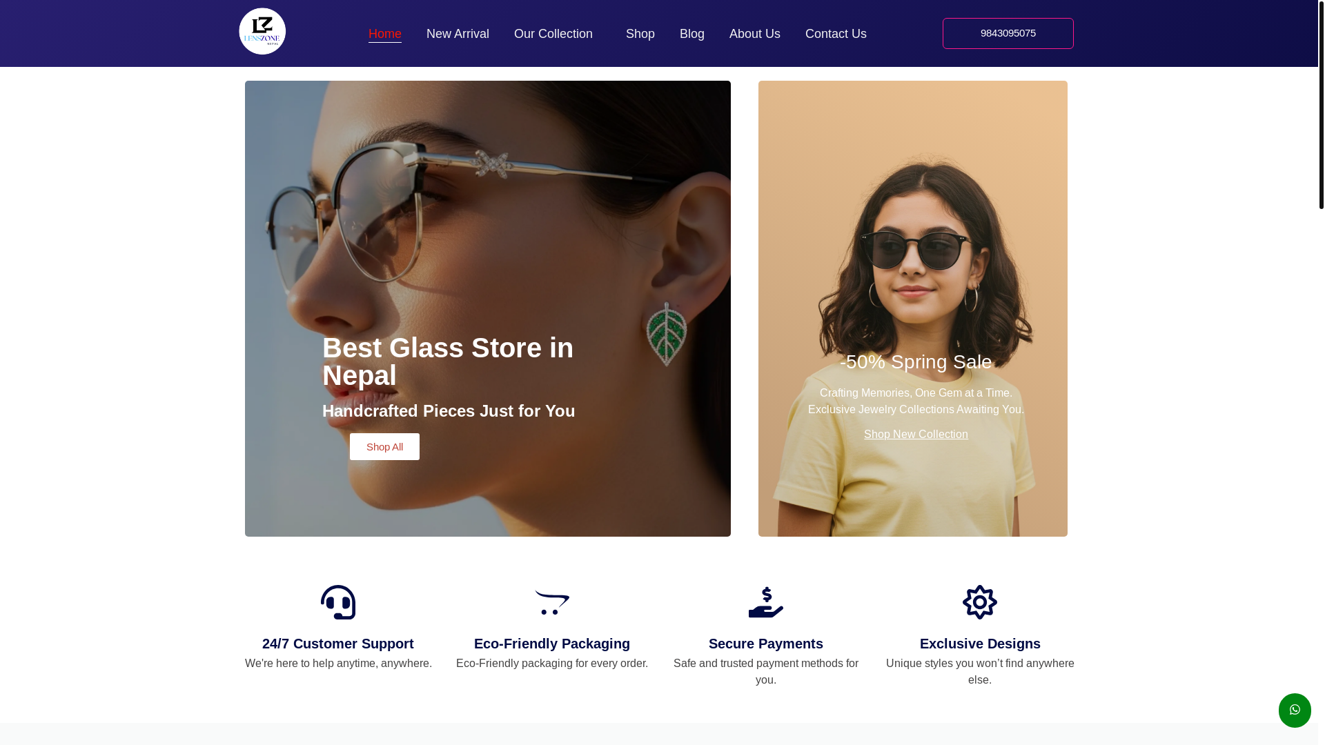 website screenshot of https://lenszonenepal.com/