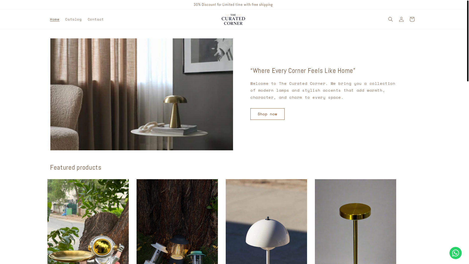website screenshot of https://thecuratedcorner.shop/