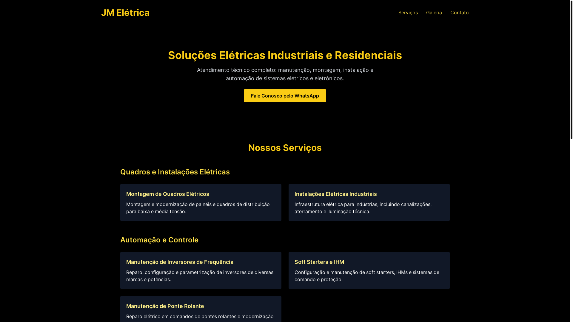 website screenshot of https://jmeletrica-manutencao.com.br/